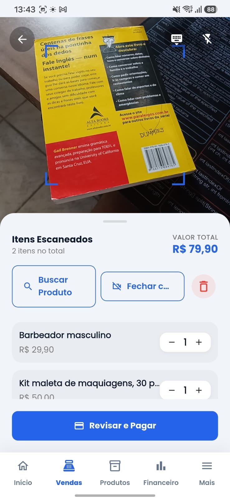 Tela de venda offline do aplicativo Meu Balcão